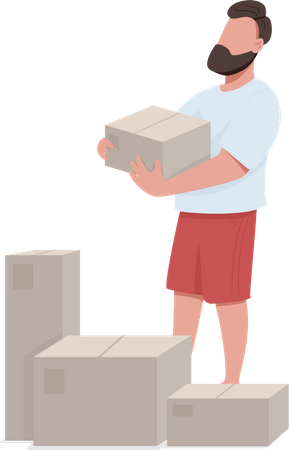 Delivery man holding boxs Illustration