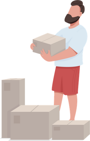 Delivery man holding boxs  Illustration