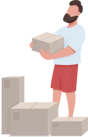 Delivery man holding boxs  Illustration