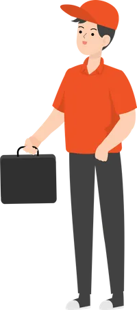 Delivery Man Holding Briefcase  Illustration