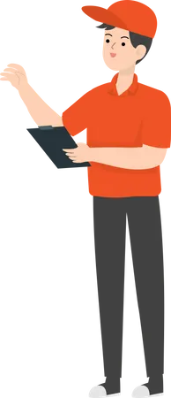 Delivery Man Holding Clipboard  Illustration