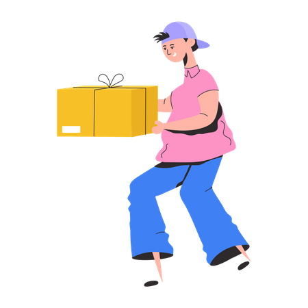 Delivery man holding Courier  Illustration
