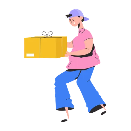 Delivery man holding Courier  Illustration