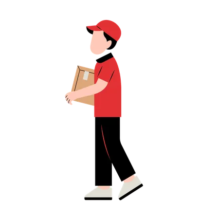 Delivery Man Holding Delivery Box  Illustration