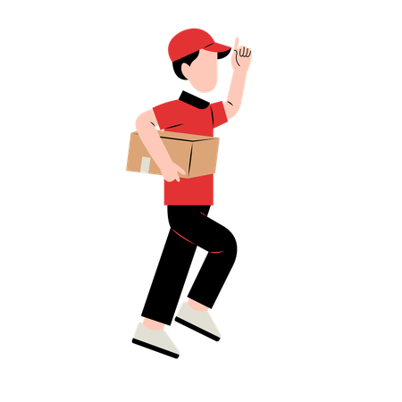 Delivery Man Holding Delivery Box  Illustration
