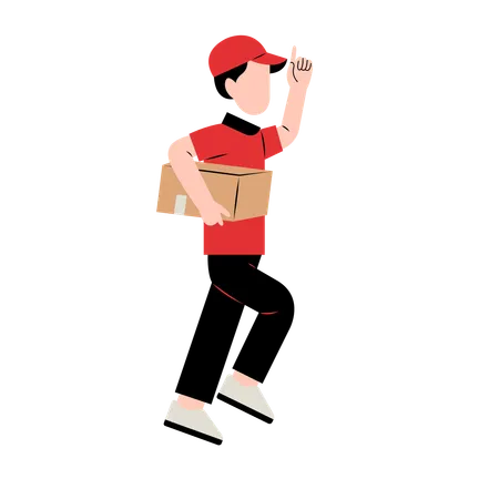 Delivery Man Character Holding Package Illustration