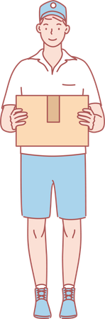 Delivery man holding delivery box  Illustration