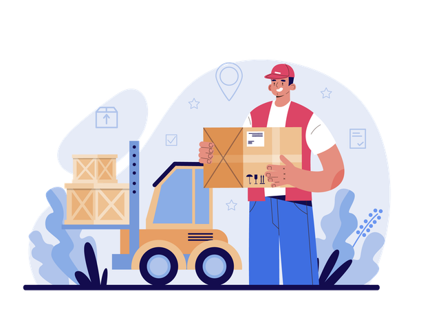 Delivery man  holding delivery box  Illustration