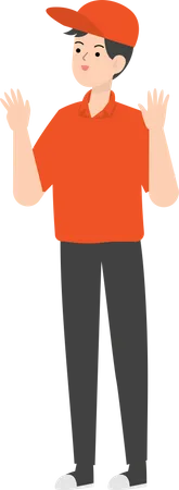 Delivery Man Holding Hands Up  Illustration