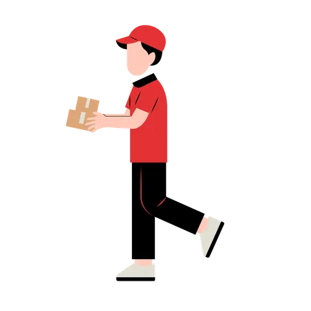 Delivery Man Holding Package  Illustration