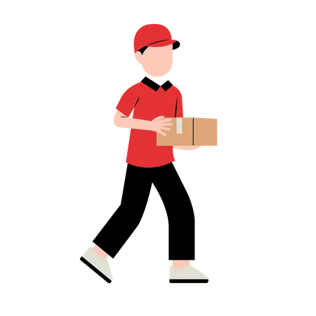 Delivery Man Character Holding Package Illustration