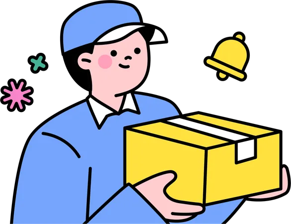Delivery man holding parcel  Illustration