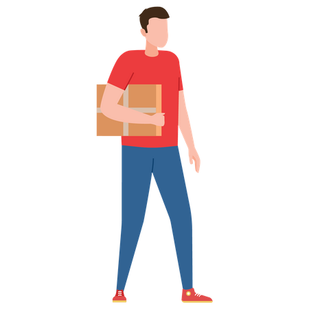 Delivery man holding parcel  Illustration
