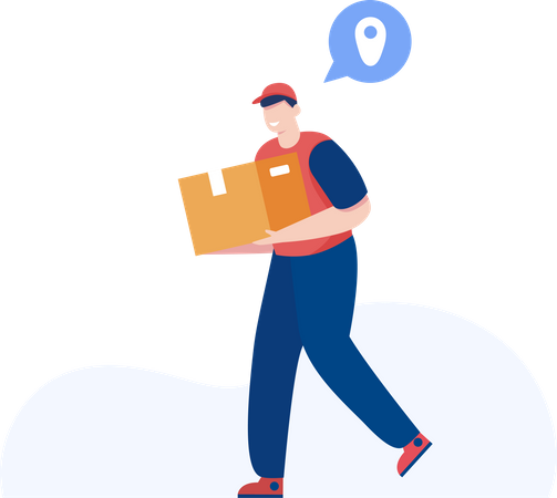 Delivery man holding parcel  Illustration