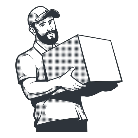 Delivery Man Holding Parcel  Illustration