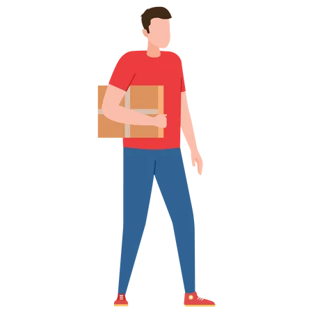 Delivery man holding parcel  Illustration