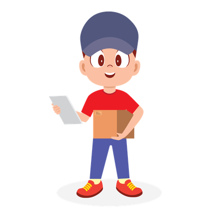 Delivery man holding parcel  Illustration