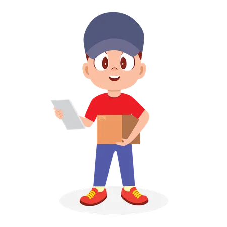 Delivery man holding parcel  Illustration