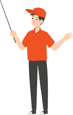 Delivery Man Holding Stick  Illustration