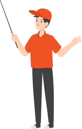 Delivery Man Holding Stick  Illustration