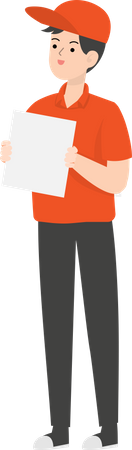 Delivery Man Holding White Paper Illustration