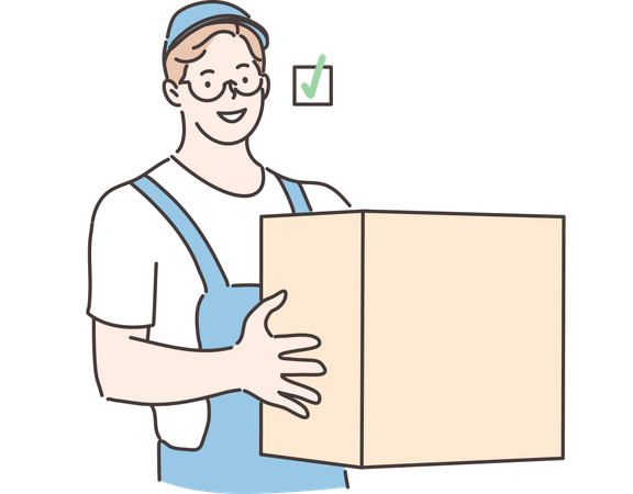 Delivery man is approving all deliveries  Illustration
