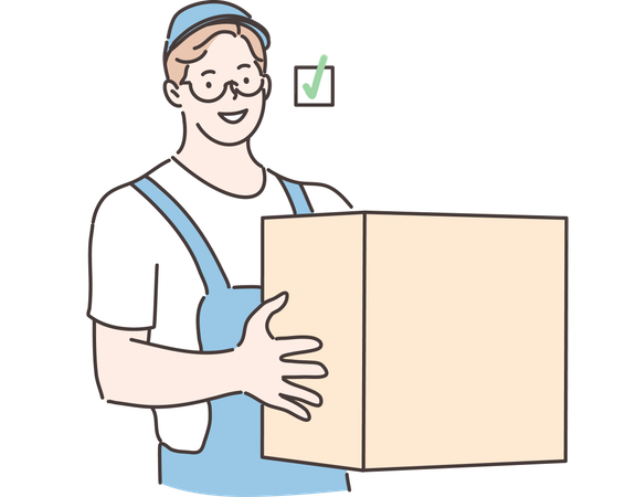Delivery man is approving all deliveries  イラスト