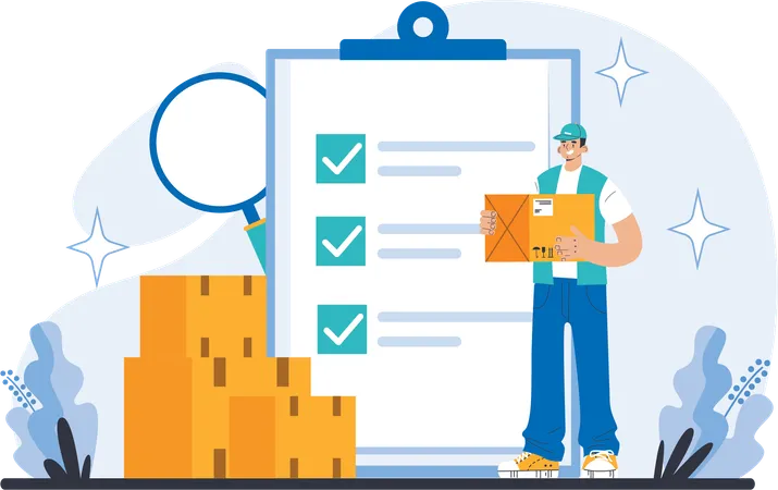 Delivery man is managing product distribution  Illustration