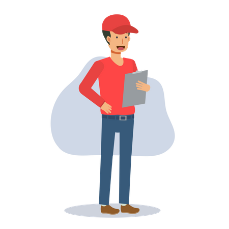 Delivery man is reading a delivery list Illustration