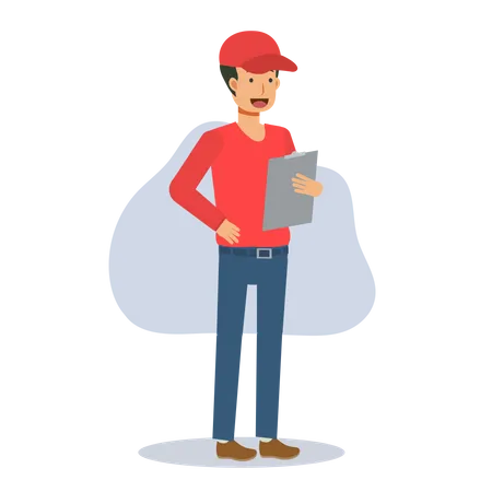 Delivery man is reading a delivery list Illustration