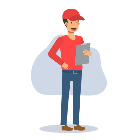 Delivery man is reading a delivery list  Illustration