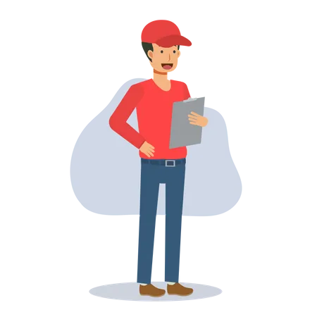 Delivery man is reading a delivery list  Illustration