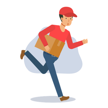 Delivery man is running with box  Illustration