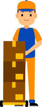 Delivery Man is standing with a bunch of parcels  Illustration