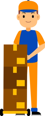 Delivery Man is standing with a bunch of parcels  Illustration