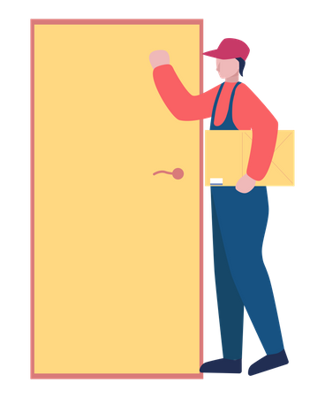 Delivery man Knocking Door  Illustration