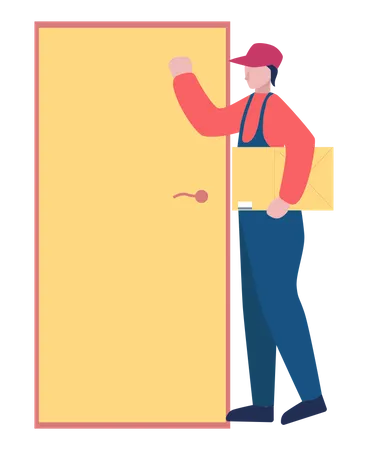 Delivery man Knocking Door  Illustration