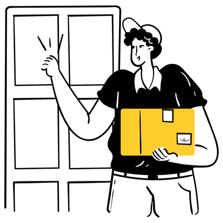 Delivery man knowing door for delivery  Illustration