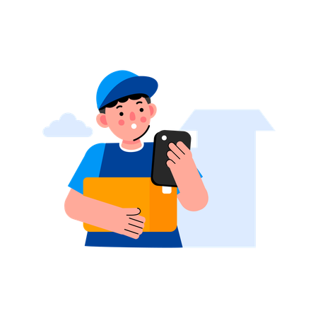 Delivery man looking for address  Illustration