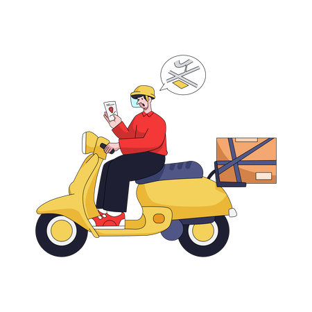 Delivery man looks at map  Illustration