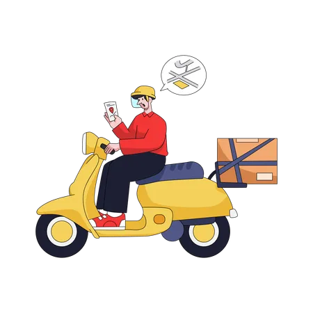 Delivery man looks at map  Illustration