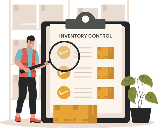 Delivery Man Making Inventory List  Illustration