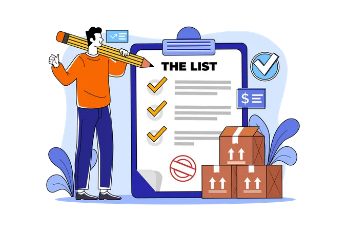 Delivery Man Making Inventory List  Illustration