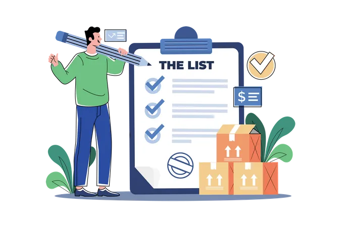 Delivery Man Making Inventory List  Illustration