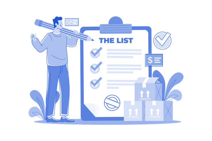 Delivery Man Making Inventory List  Illustration