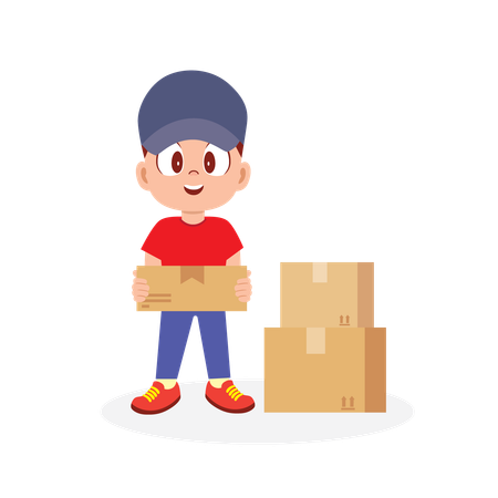 Delivery Man manages stock  Illustration