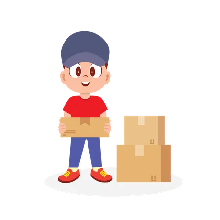 Delivery Man manages stock  Illustration