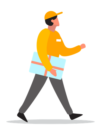 Delivery man on his way to deliver courier Illustration