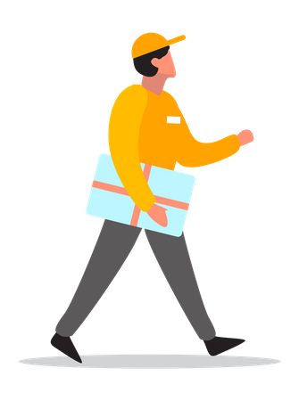 Delivery man on his way to deliver courier  Illustration