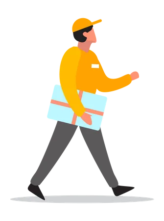 Delivery man on his way to deliver courier  Illustration